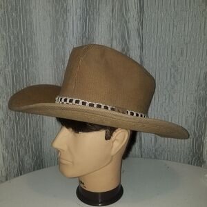 VINTAGE THE RUSTLER Rancher  Southwestern Tan Cowboy Hat vintage  7 3/8